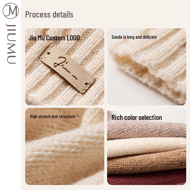 JIUMU Women's Thickened Cashmere Knit Thermal Gloves