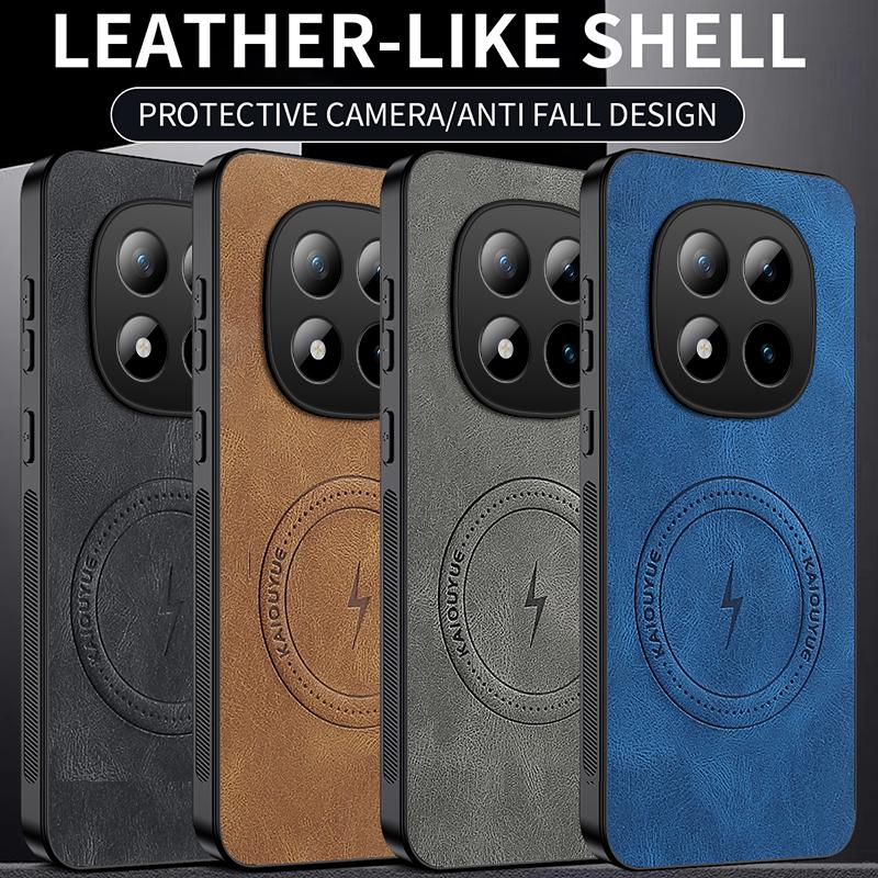 Luxury Leather Texture Wireless Charging Magnetic Case For Xiaomi Poco M8 Pro Pocom8Pro 5G ShockProof Phone Cover