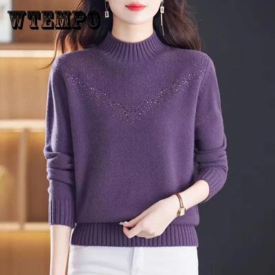 Winter Half High Neck Knitted Sweater for Women Loose and Fashionable Base Sweater Thick Inner Layer