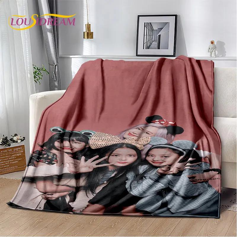 Black Pink Kpop Star Girl Group Soft Plush Blanket,Flannel Blanket Throw Blanket for Living Room Bedroom Bed Sofa Picnic Cover
