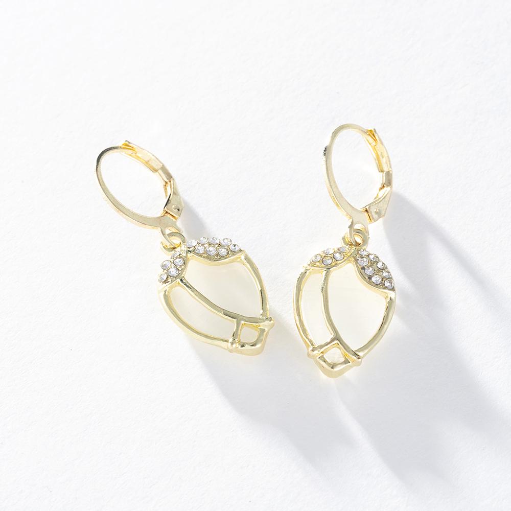 Pinkdudu Mode Luxus Opal Tulpe Tropfen Ohrringe Romantische Elegante Charmante Weiße Blume Ohrring für Frauen Schmuck PD1411