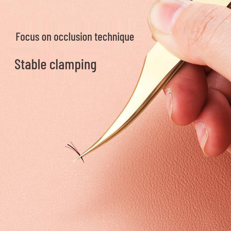 Plated Iridescent Precision Stainless Steel Rose Gold Feather Tweezers for Grafting False Eyelashes