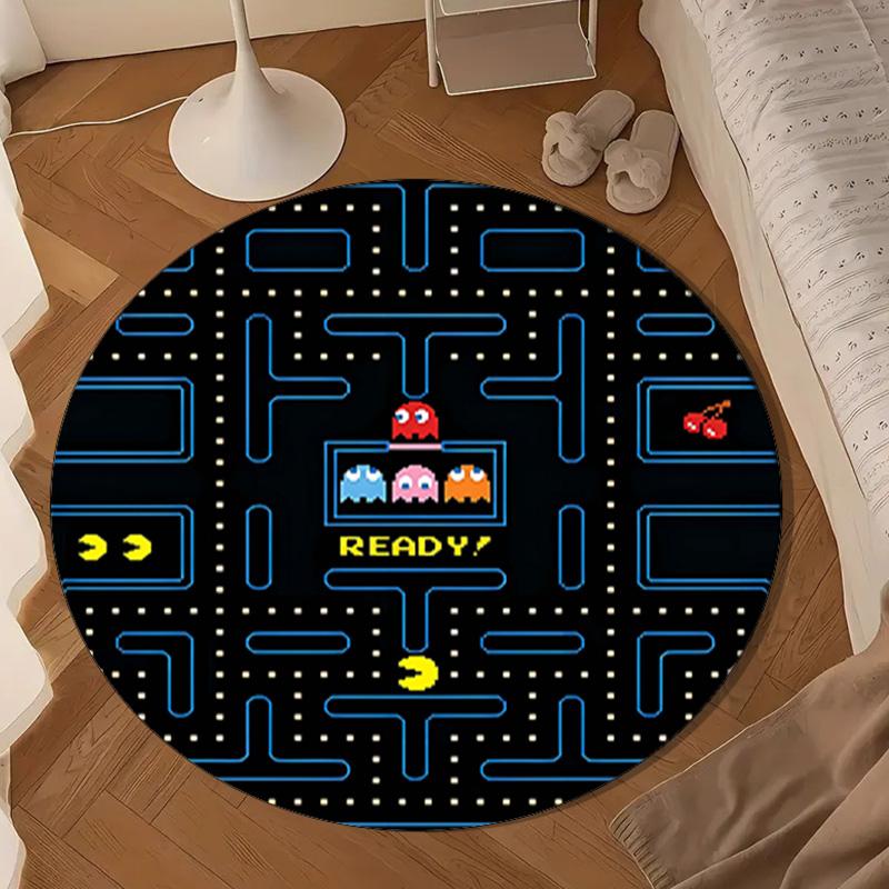 Pac Game Adventure Round Rug for Livingroom,Bedroom, Palyroom, Chair Rug, Area Rug, Circle Carpet, Large Size Fan Christmas Gift