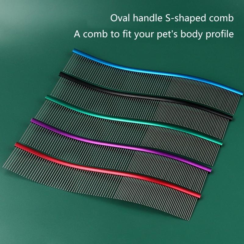 Pet Deshedding Comb for Dogs Cats Easy Use Stainless Steel Hair Comb for Pet Shedding Hair Curved Comb for Pet Grooming