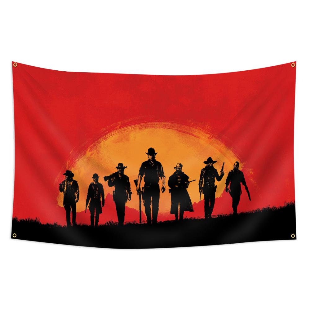 1 Pezzo Arazzo Red Dead Redemption 2, Silhouette Cowboy Rdr2 da Appendere al Muro, Oggetti Cool per la Stanza, Grandi Dimensioni, Stampa 2D in Poliestere, Camera da Letto
