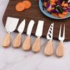 Household Steel Stainless Cheese Butter Knives with Wooden Handle Cheese Slicer Cutter Spatula Fork Kitchen Cooking Baking Tool