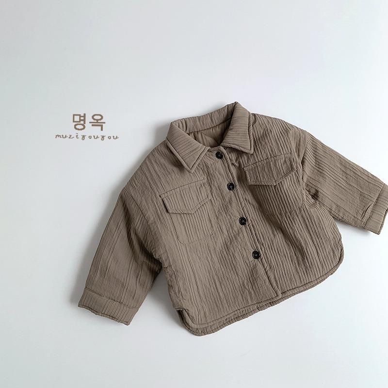 Kids Padded Shirt Jacket Unisex Boys Girls Korean Style Winter Warm Baby Top