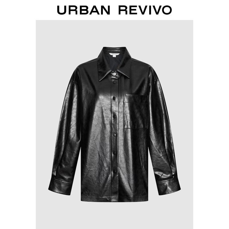UR 2026 Spring Women s PU Lapel Loose Shirt S
