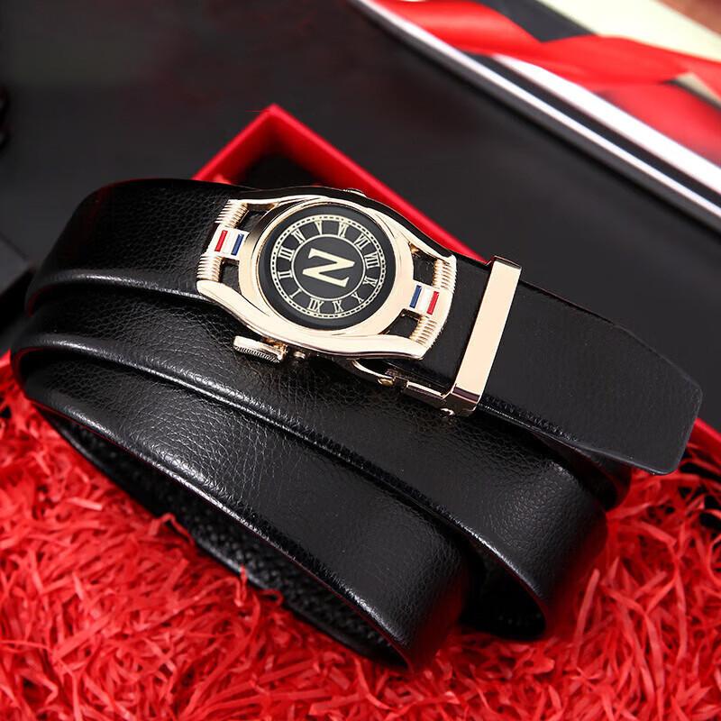 Leather Belt Versatile With Compass Alloy Automatic Buckle For Attire Business