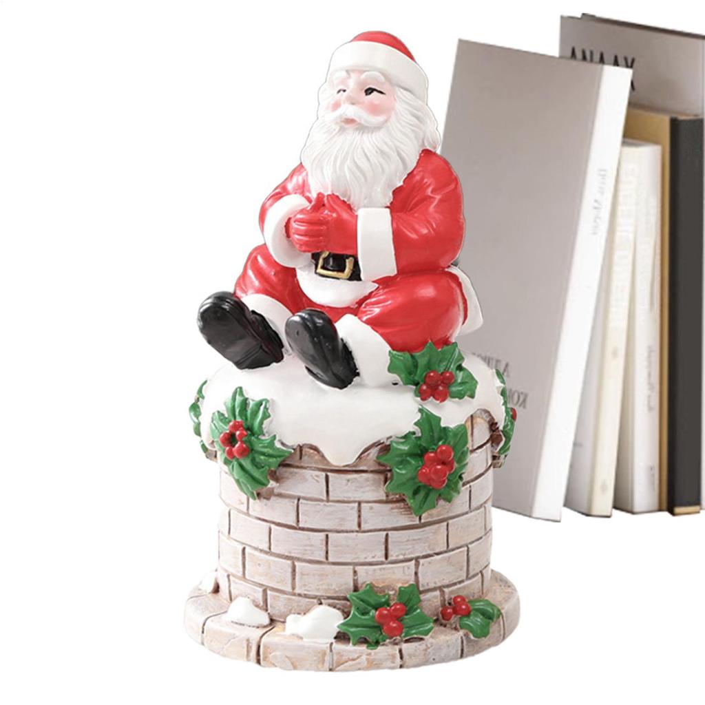 Resin Santa Claus statue ornaments Santa Claus Sitting on Chimney Table Centerpiece Christmas scene atmosphere decorations