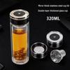 Handun 400ml Double-Layer High Borosilicate Glass Cup with Wood Grain and Tempered Bottom