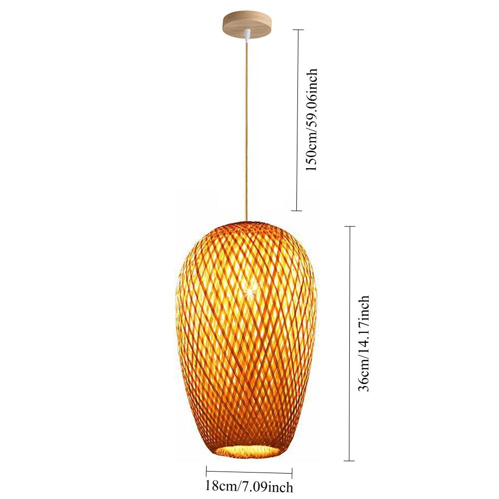 Bamboo Lantern Pendant Lamp Retro Japanese Style E27 Chandelier Hanging Light Ceiling Lighting Fixture for Living Room Bedroom