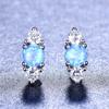 925 Sterling Silver Kulaté Bílé Modré Ohnivý opálové náušnice pro ženy Malé dvojité náušnice zirkonové bižuterie Dámské šperky