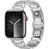 H-Link Silver Metal Strap for Apple Watch Series 10 Ultra 9 8 7 SE 6 5 4 3 2 1 46mm 49mm 45mm 44mm 42mm Butterfly Clasp Watch Band