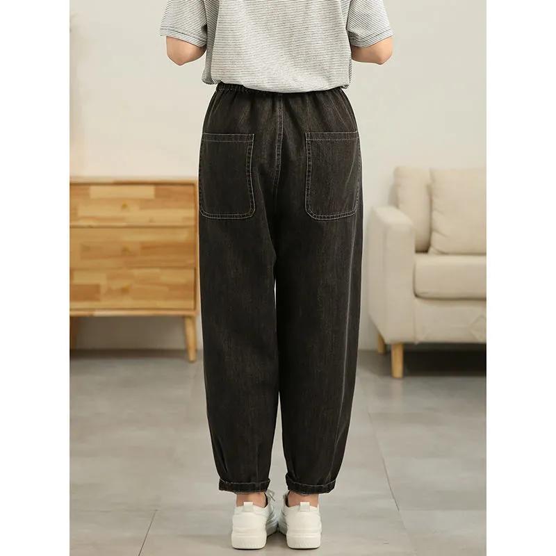 Blue Harem Jeans Summer Spring Ankle Length Denim Pants High Waist Baggy Vaqueros Solid Color Basics Woman Fashion Pantalones