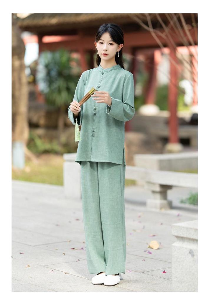 Men's New Chinese Style Tai Chi and Meditation Two-Piece Set for Yoga and Morning Exercise
