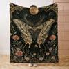 Himmlischer Mondmotte Blumenprint Flanelldecke - Weiche und kuschelige Decke für Bett, Sofa, Büro oder Camping