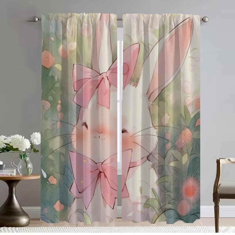 

Элегантные шторы для комнаты с изображением животного кролика оленя цветка, Хэллоуинская декорация, оконная занавеска для комнаты, 2 панели, разделительные шторы W50xH70cmx2pcs-CL