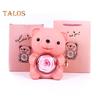 Preserved Rose Hug Bear Gift Box with Handbag Eternal Flower Rotating Bear Jewelry Holder for Women Valentine's Day Anniversary