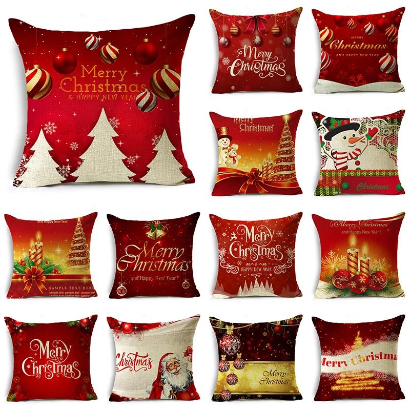 Decorazioni per la Casa Natale Nordico Rosso Stampato Federa in Poliestere per Soggiorno Camera da Letto funda de almohada