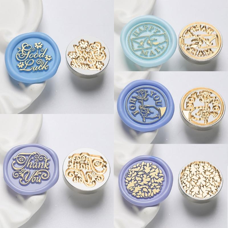 5Pcs Butterfly Rose Embossed Seal Stamp Replaceable Seal Stamp Head for Letter Envelope Christmas Card Party Invitations