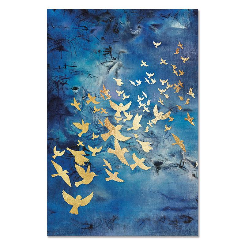 Nordic Style Golden Birds Butterflies Wall Art Posters Abstract Canvas Paintings Pictures for Interior Living Room Home Decor