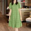 ZANZEA Women Casual Round Neck Embroidered Crochet Patchwork Short Sleeve Dress