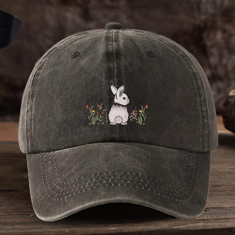 Baseball cap cute rabbit floral print lightweight textile fabric for daily and formal occasions outdoor leisure