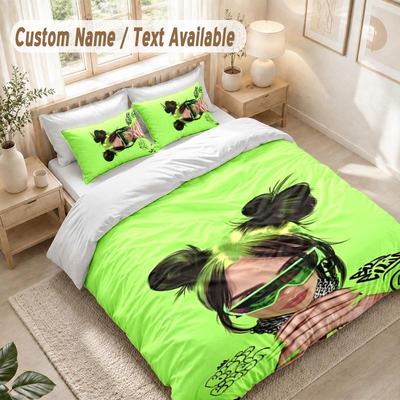 Billie Eilish Bedding Set, 1 Duvet Cover & 2 Pillowcases Soft Comfortable Bedroom Home Textile Decor