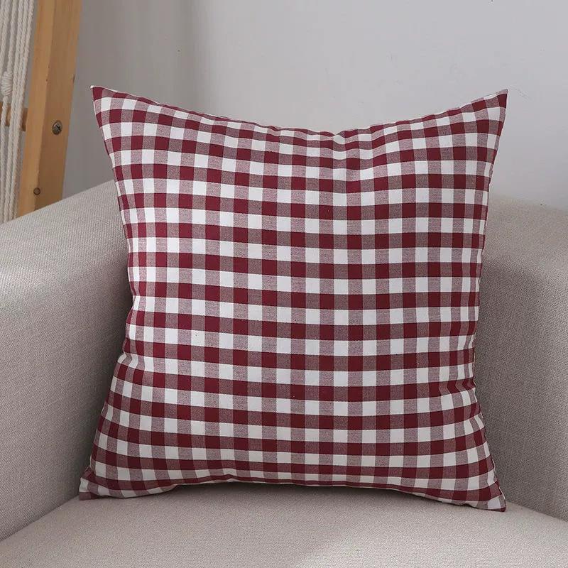 Spring Plaid Pillowcase B&B Office Core-free Backrest Small Fresh Pillow Single Student Dormitory Pillowcase