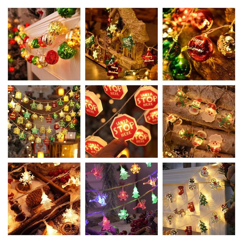 Colorful Led String Lights For Christmas Featuring Santa Snowman And Reindeer Designs
