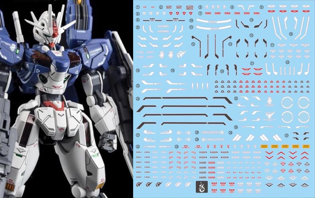 HG RG EG Robot MS Ensha Water Transfer Decals HG Gundam Aerial Fluorescent!! 1/144 Detail-Up (for 1/144 (Improved Type)) [Used]