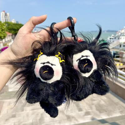 Cute Plush White Face Monkey Fried Hair Decorative Keychain With Hairpins Comb Funny Ugly Bag Decorative Soft Stuffed Doll Toy