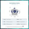 BAMOER 925 Sterling Silver Blue Heart Zircon Crown Bead Vintage Charms for Women Bracelet and Bangle DIY Fine Jewelry