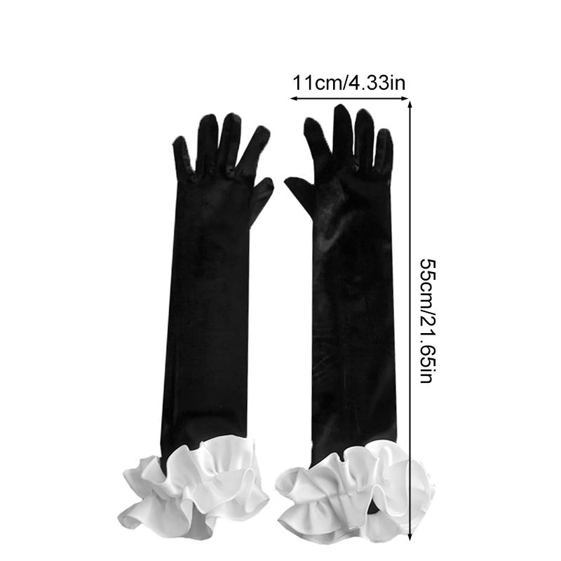1Pair Long Satin Dress Accessories Decorative Border Elegant Party Festival Gold Velvet Princess Mittens Wedding Matching
