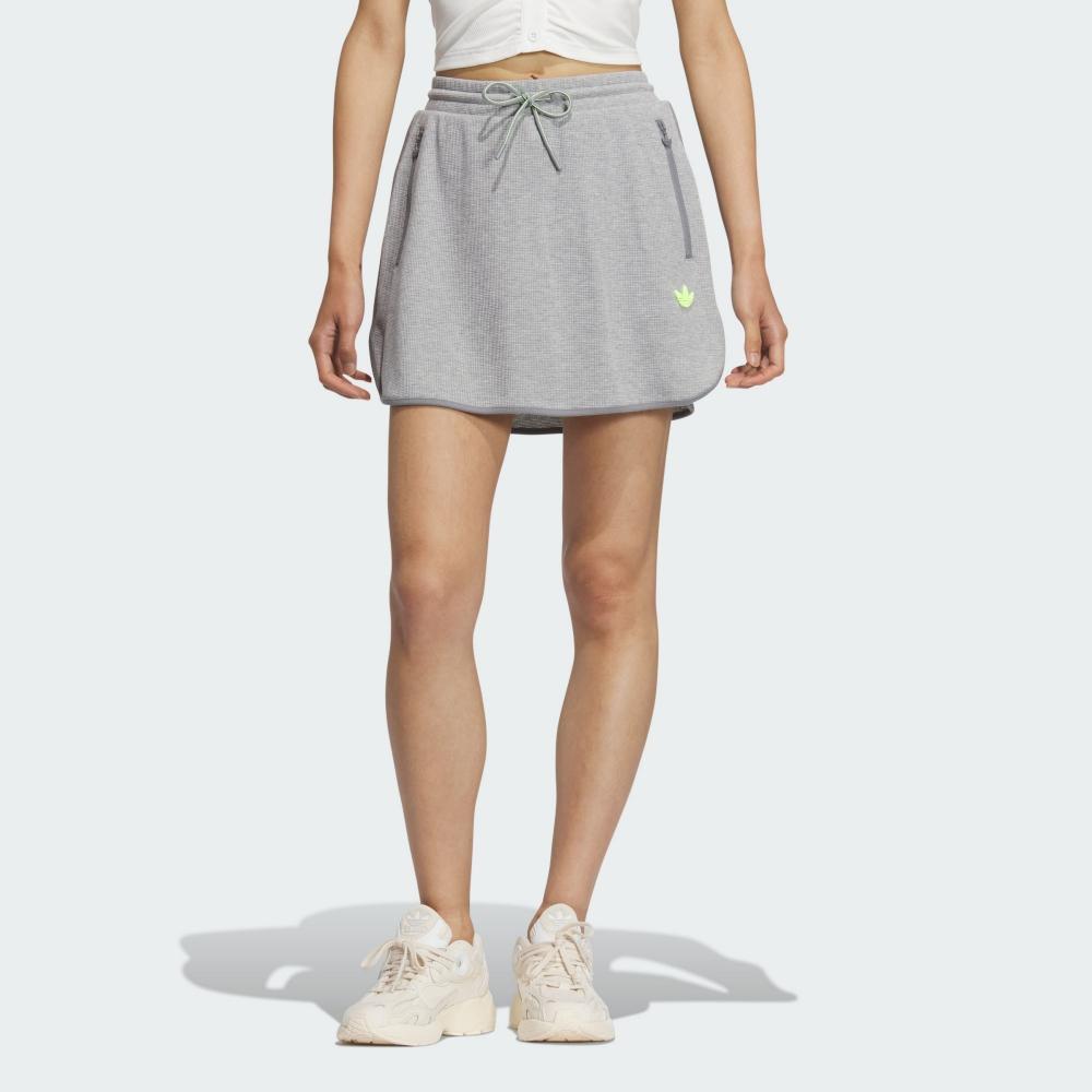 Adidas Originals Fashionable And Comfortable Versatile Mid-Waist Tie-Up Mini Skirt Women Skirts Grey JI7475
