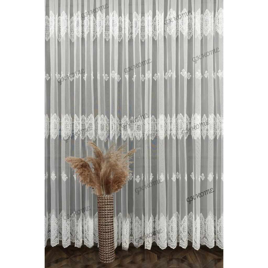 Luxury Lace Patterned Embroidery Living Room Tulle, 1/3 Sewing In Thick Pleated