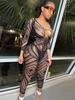2024 Spring and Summer New Bodycon Women's Slim Hip Lifting One-piece V Neck Sexy Backless Sleeveless High Street Clothing