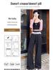 Spring 2025 Patchwork Lace Trim Polka Dot High Waist Loose Straight Wide-Leg Pants