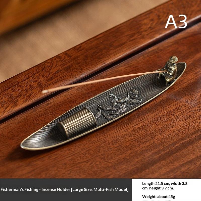 Mini Fishing Boat Incense Burner Old Man Style 1Pcs Aesthetic Censer for Tea Room Desktop Aromatherapy Meditation Use
