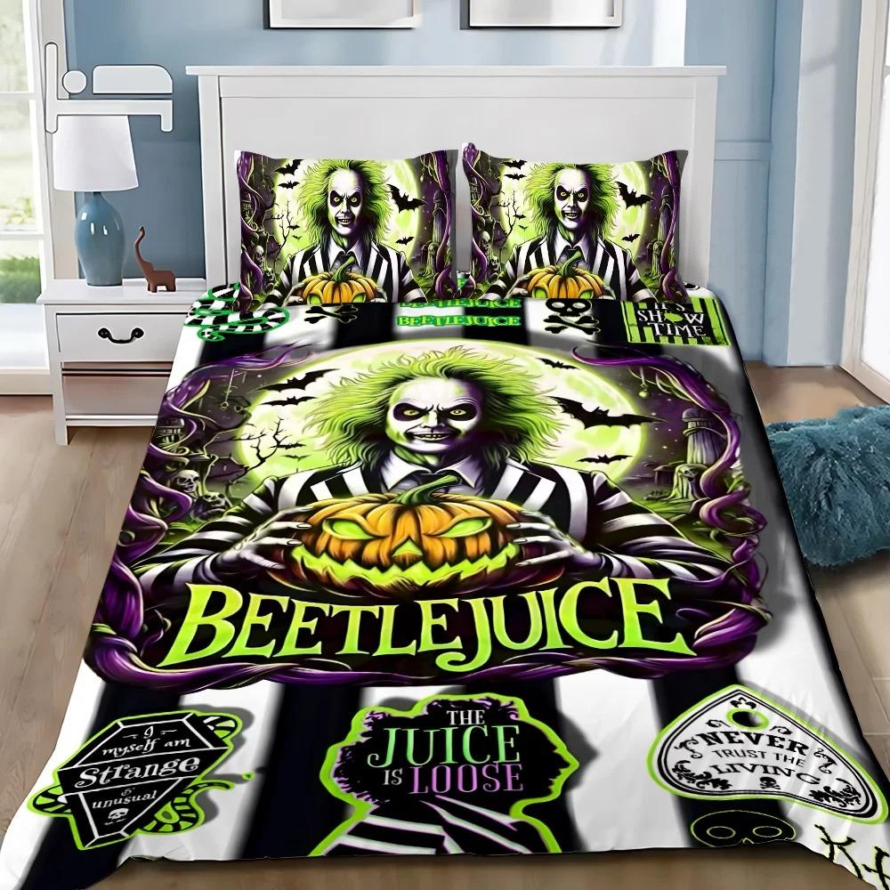 Duvet Cover Pillowcase Bedding Set Horror B-Beetlejuices Adult Boy Girl Bedroom Decoration Children Single Double Large Size