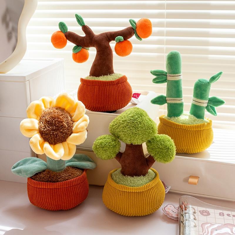 Simulation potted plant succulent plush toy persimmon pine tree sunflower doll ornament grab machine ragdoll home