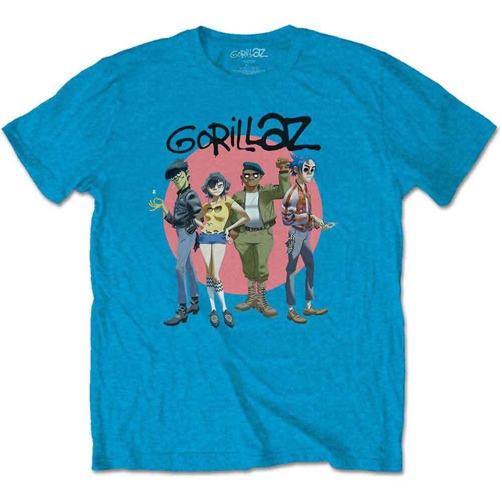 Gorillaz Group Circle Rise T-Shirt Blue New Unisex T-Shirt S