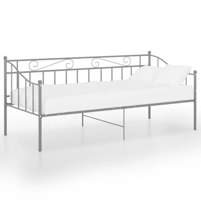 VidaXL Cadre de canapé-lit Gris Métal 90x200 cm