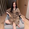 Ice Silk Summer Thin Girl Short-Sleeved Nightdress Cardigan Loose Medium And Long Full Print Loungewear