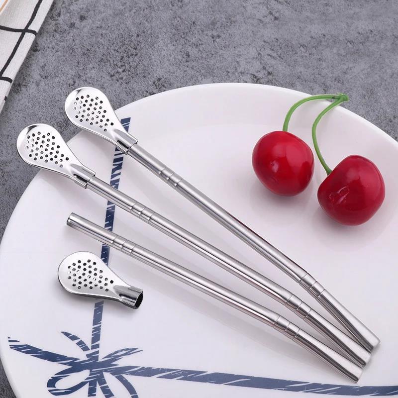 2Pcs Detachable Bombilla Filter Straw Stainless Steel Straw Spoon Tea Filter Yerba mate straw Reusable Bar Accessories 5
