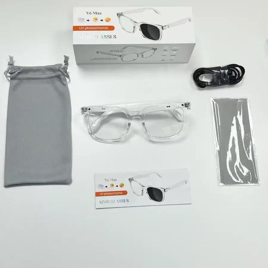 V6 Max Bluetooth Smart Glasses: Music, Calls, AI Assistant, UV Photochromic Lenses for Outdoor Sports