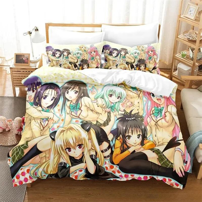 

3D Print To Love Ru Darkness Bedding Set Twin Queen King Size Duvet Cover Pillowcase for Boys Girls Teens Adults 70x133cm 2pcs