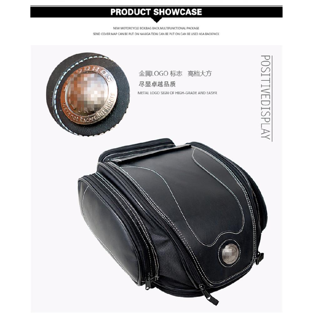 1X Waterproof Black Pu Leather Motorcycle Atv Scooter Rear Seat Luggage Tail Bag