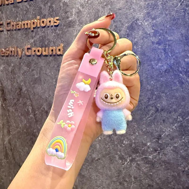 New 1Pc Labubu Kawaii Sheep Keychain Cartoon Cartoon Three-dimensional Doll Students Schoolbag Pendant Car Key Chain Gifts for Children